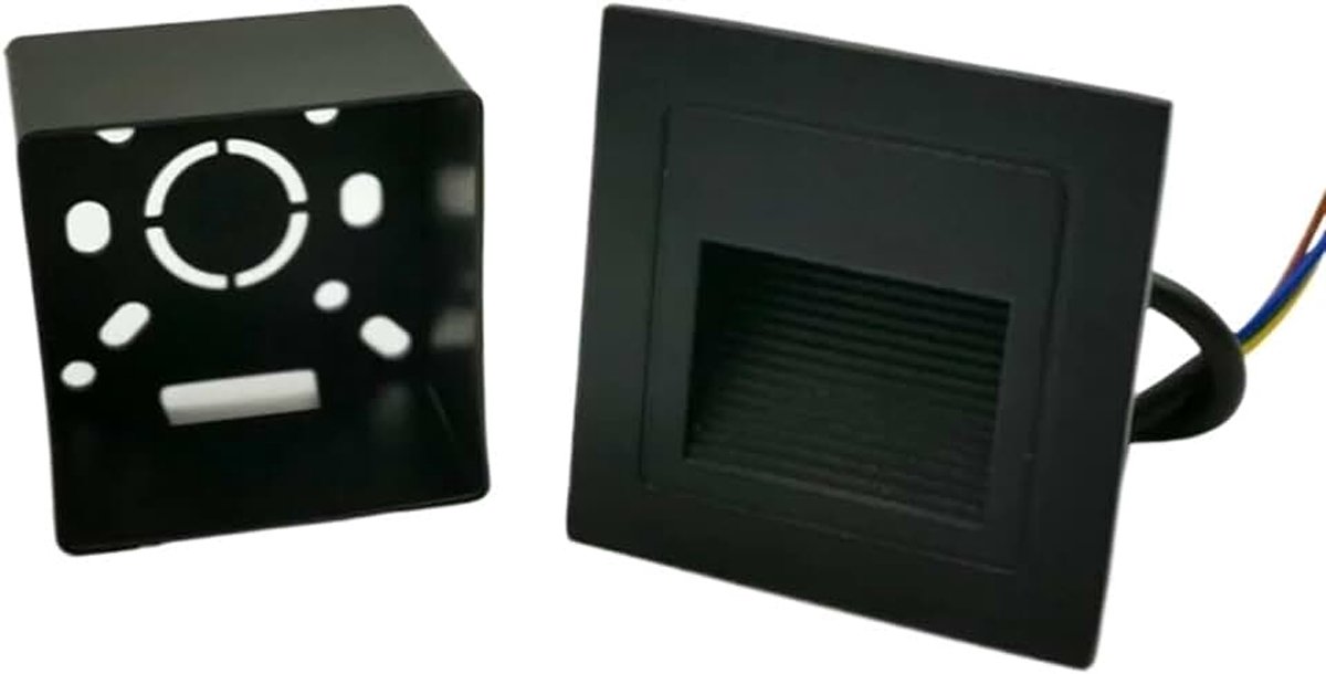 Traplicht, inbouwlamp, voor binnen en buiten, waterdicht, traplicht, AC 85 - 265 V (zwarte behuizing, warm wit, 3000 K)