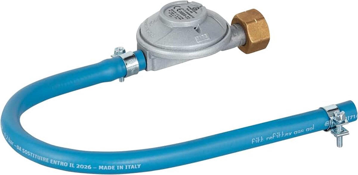 Enders Set met drukregelaar en slang (29 mbar) voor Nova LED en Polo 2.0 - set voor aansluiting Nova LED's en Polo 2.0 - slang lengte 40 cm binnendiameter 8 mm - Italiaanse aansluiting #1227