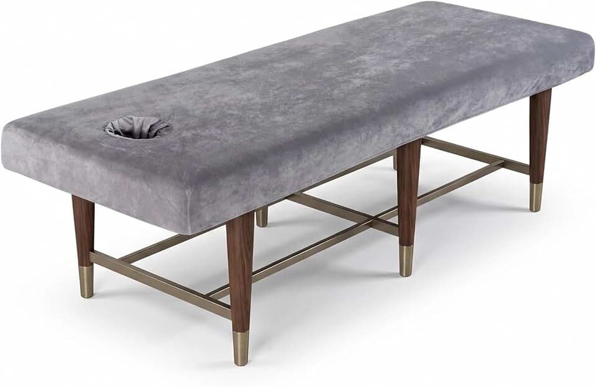 Vaileal Massagestoel met gat: 190 x 80 cm spanhoes voor massagestoel, kristalfluweel, dik, wasbaar, beauty-dekbedovertrek, elastische massagetafel voor cosmeticatafel, spa, therapiebanken (grijs)