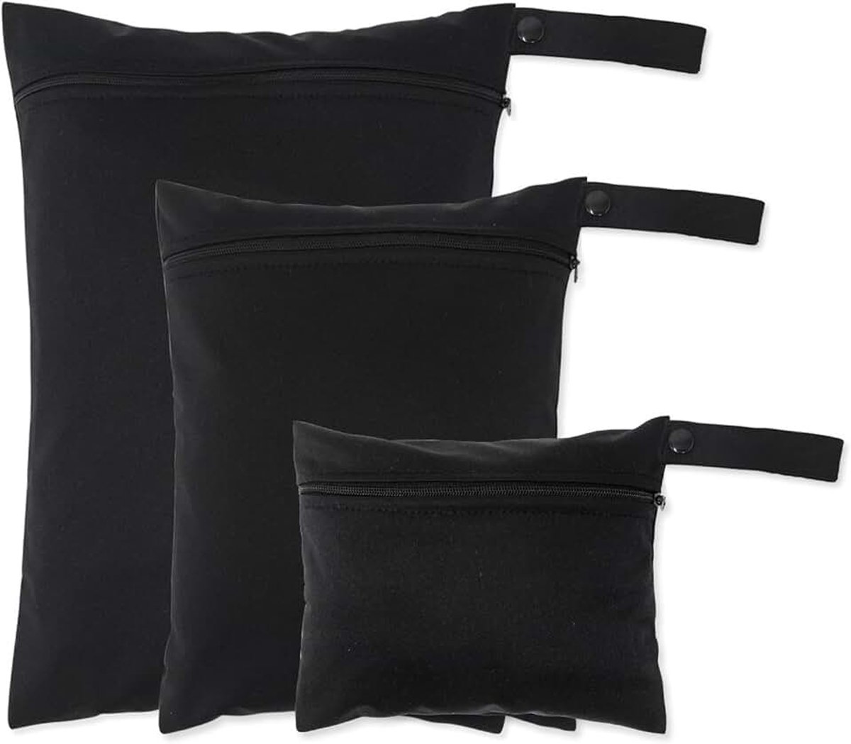 Luiertas Organisers, Zwarte Patroon Waterdichte Zakjes voor Baby's, 3 Herbruikbare Maten met Ritssluiting voor Kamperen, Zwemmen, Reizen en Strand