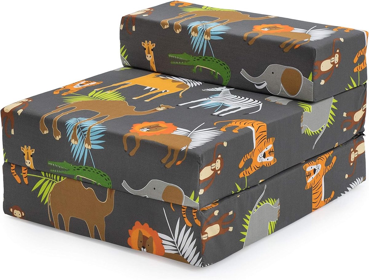 Steady Bed Kids Opvouwbare Slaapbank | Enkele Opklapbare Logeerstoel voor Kinderen | Woonkamer, Speelkamer, Bedroom Comfortabel Peuter Meubilair | Duurzaam (Afrika)