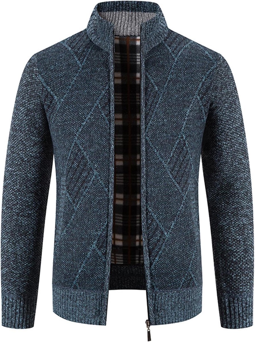 Casual Gebreide Vest Dikke Trui Stand Kraag Volledige Zip Up Fleece Gevoerde Warme Truien Outdoor Herfst Winter Jas Klassieke Gentleman Knitwear Bovenkleding Jas