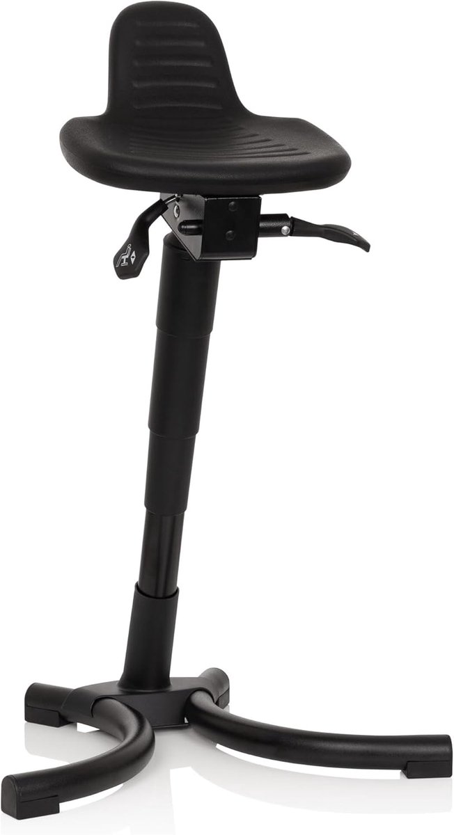 Hjh OFFICE TOP Work 34 830026 Stahulp van hardschuim, ergonomisch met rugsteun, hoogte en helling verstelbaar, zwart