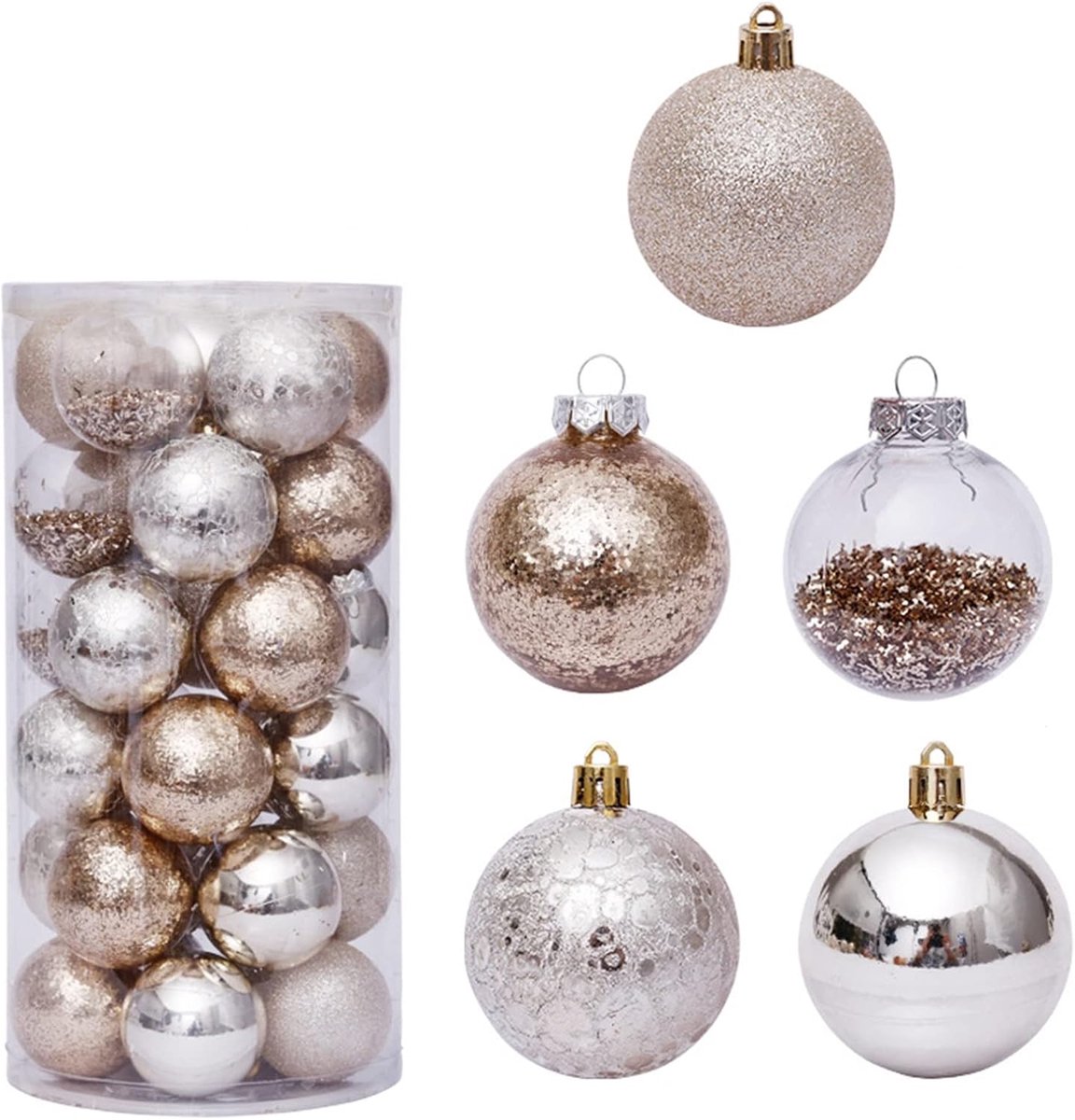 Kerstballen, Shatterproof Kerst Ornamenten Set, 5 Stijl, 2.4 inch Grote Kerstbal Ornamenten Hangen, voor Vakantie Kerstballen