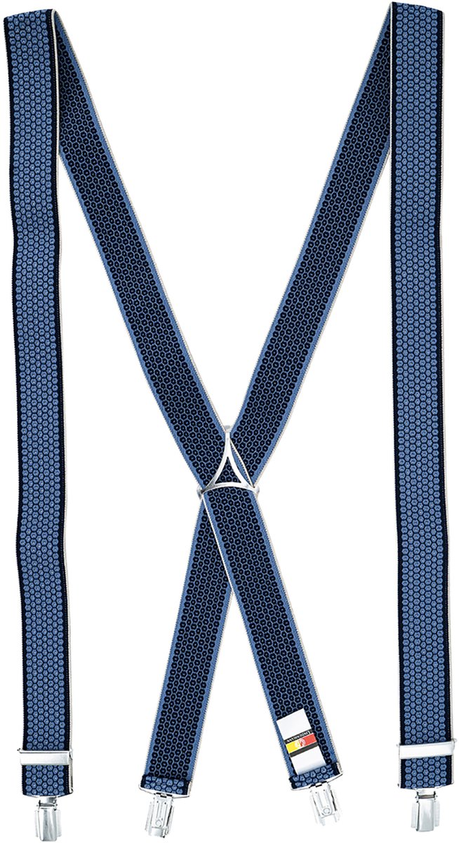 LINDENMANN heren bretels X-vorm - blauw dessin
