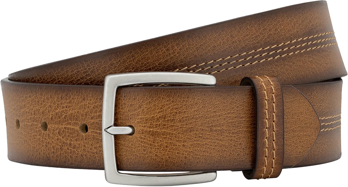 LINDENMANN leren heren riem - cognac