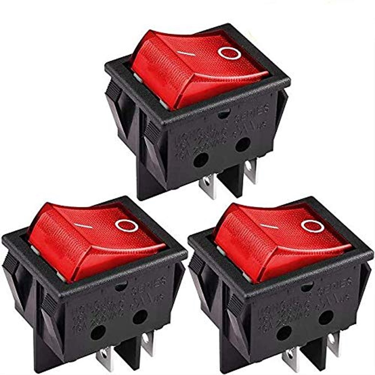 4 Pins, 2 posities aan/uit, rood ledlicht, verlichte boot tuimelschakelaar, rood AC16A / 125V 16A / 250V 3 stuks