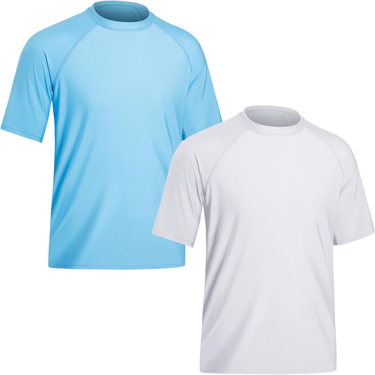 2-Delig Heren Zwemshirt UV Shirt met Korte Mouwen UPF 50+ Zwemkleding Sneldrogende Zwem Tops Badmode Rash Guard Shirts