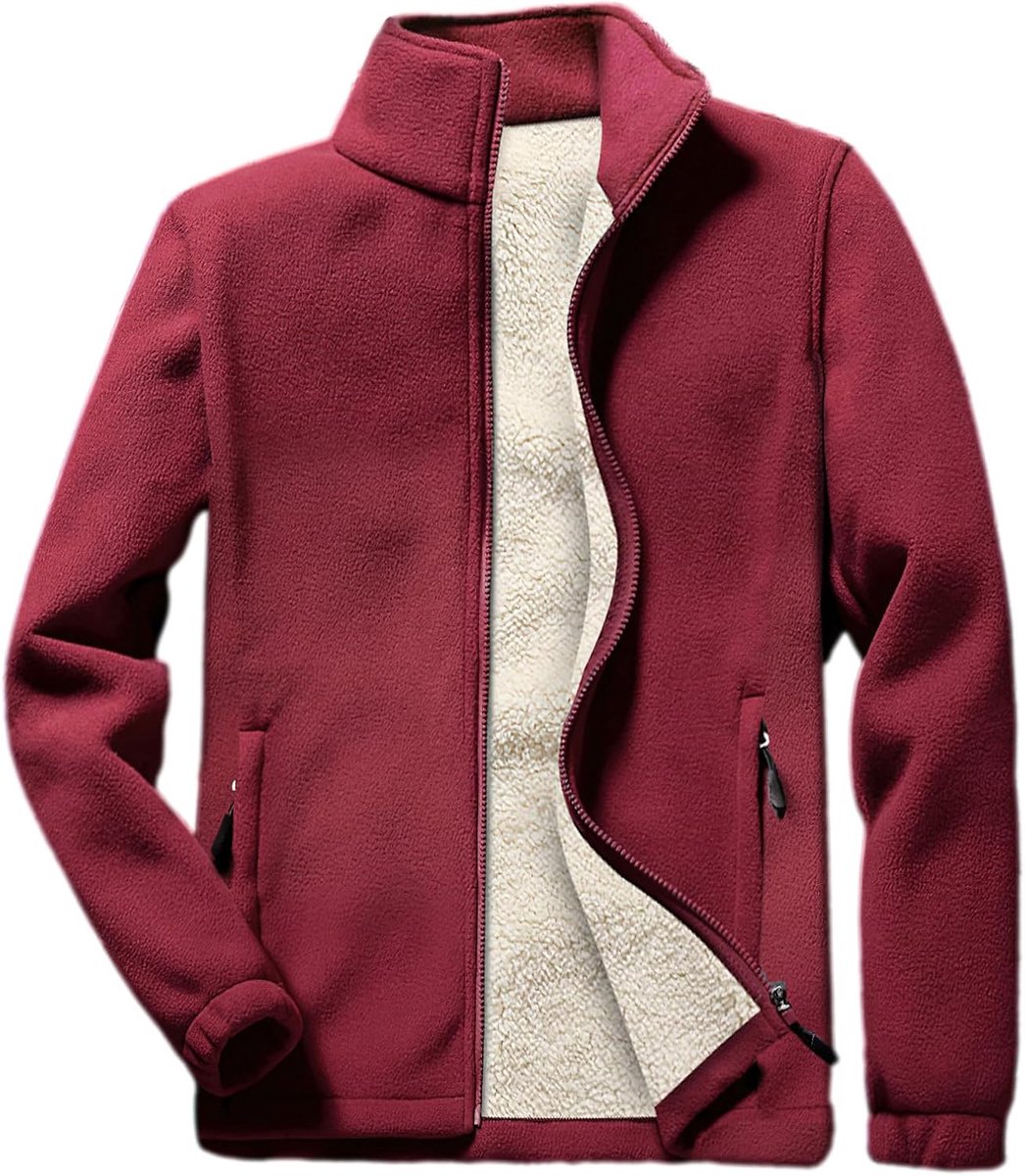 Plus Size Full Zip Polar Fleecejas Winter Warm Staande Kraag Donzige Jas met Ritsvakken (S-6XL)
