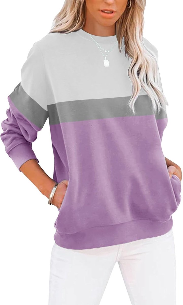 Sweatshirt Dames T-shirts Lange Mouw Ronde Hals Tops Basic Shirt Dames Tees Losse Fit Casual Comfortabel Bovendeel