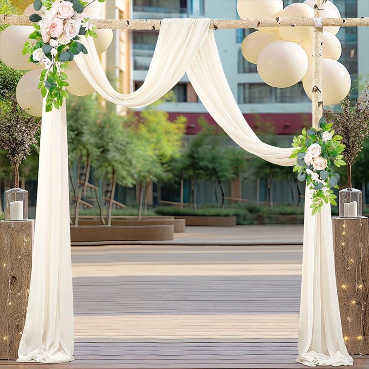 Vrije handdecoratie, 2 stuks, 75 x 300 cm, chiffon, tule, fotoachtergrond, gordijn, bruiloftsboog, drapering, stof, vrije handdecoratie, decoratie voor bruiloft, fotografie, feest
