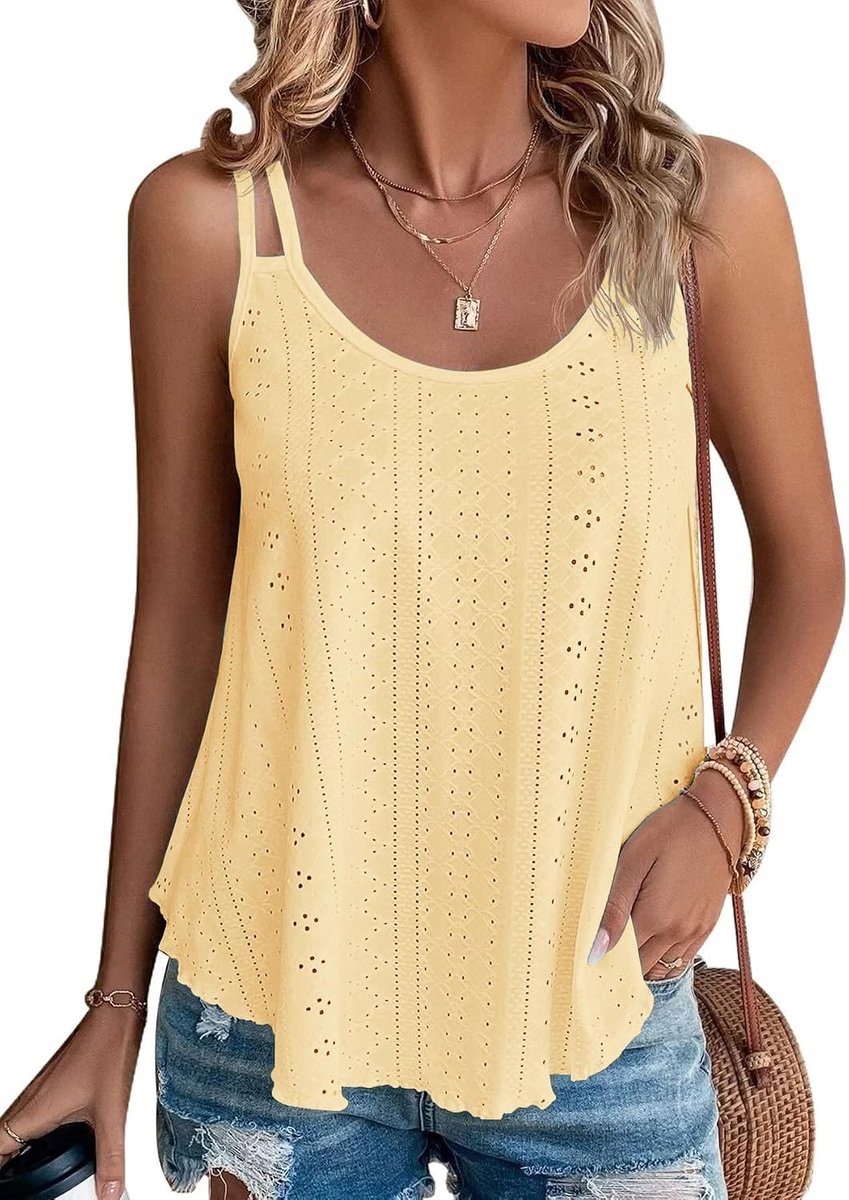 Tanktop, sexy zomertop voor dames, mouwloos T-shirt, spaghetti cami bovenstuk, zomermode, shirt met ronde hals, blouses, basic tops