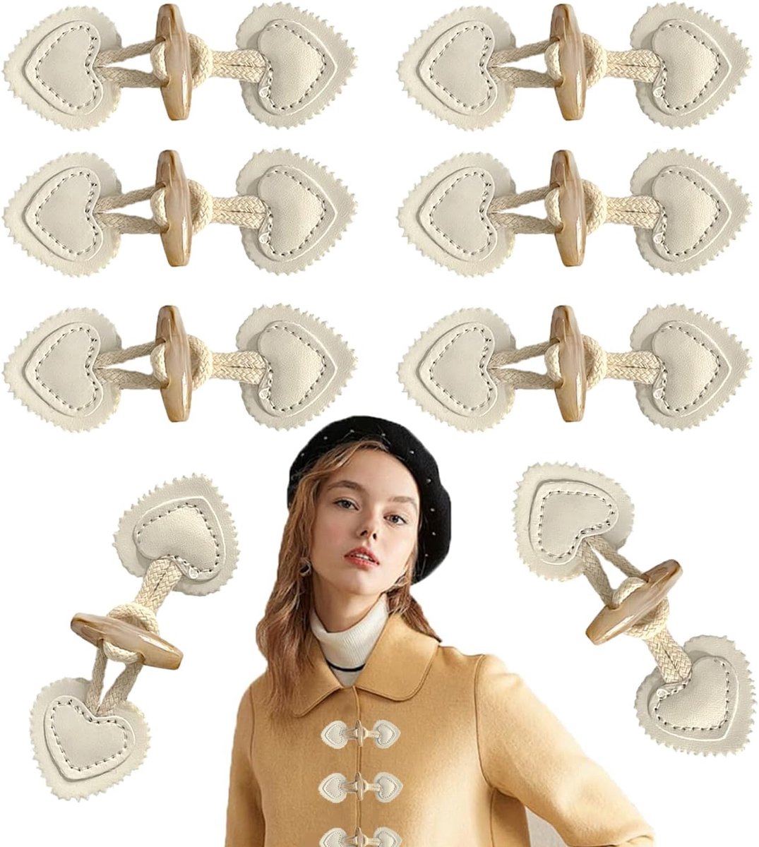 12 Paar Lederen Toggle Gespen - Faux Leder Knopen Voor Naaien, Breiwerk, Trenchcoat, Cowl, Rugzak - Beige & Bruin