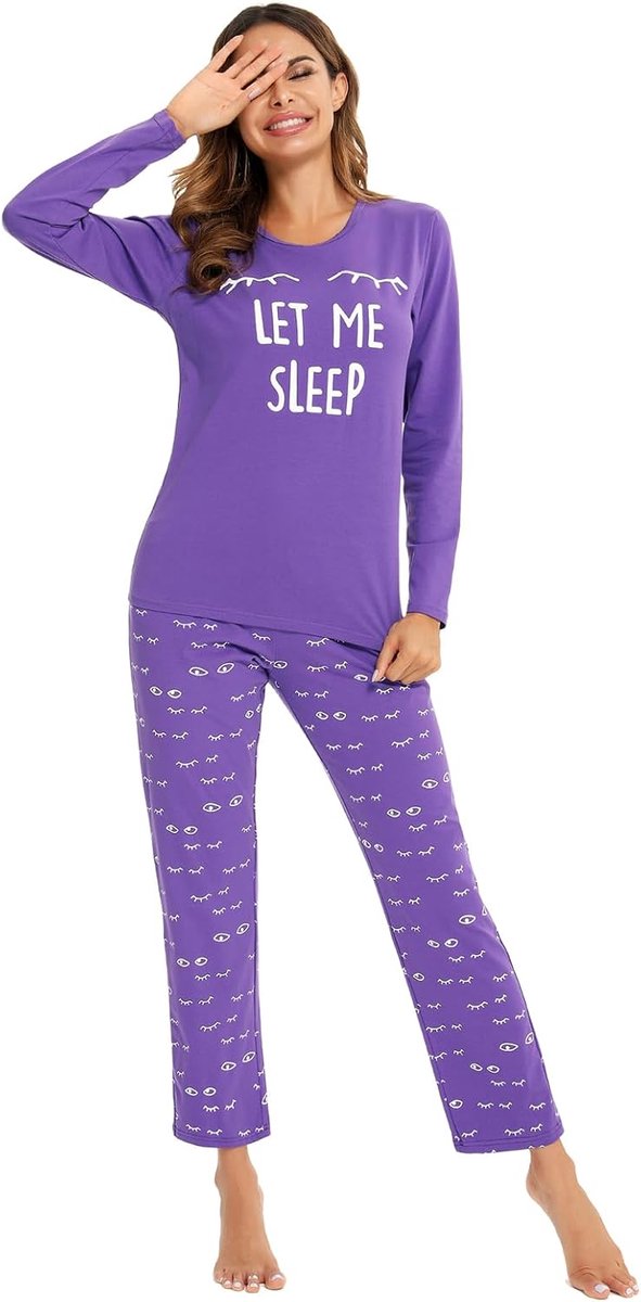 Katoen Lange Mouw Pyjama Set Leuke Print 2 Stks Loungewear Nachtkleding Pjs Sets