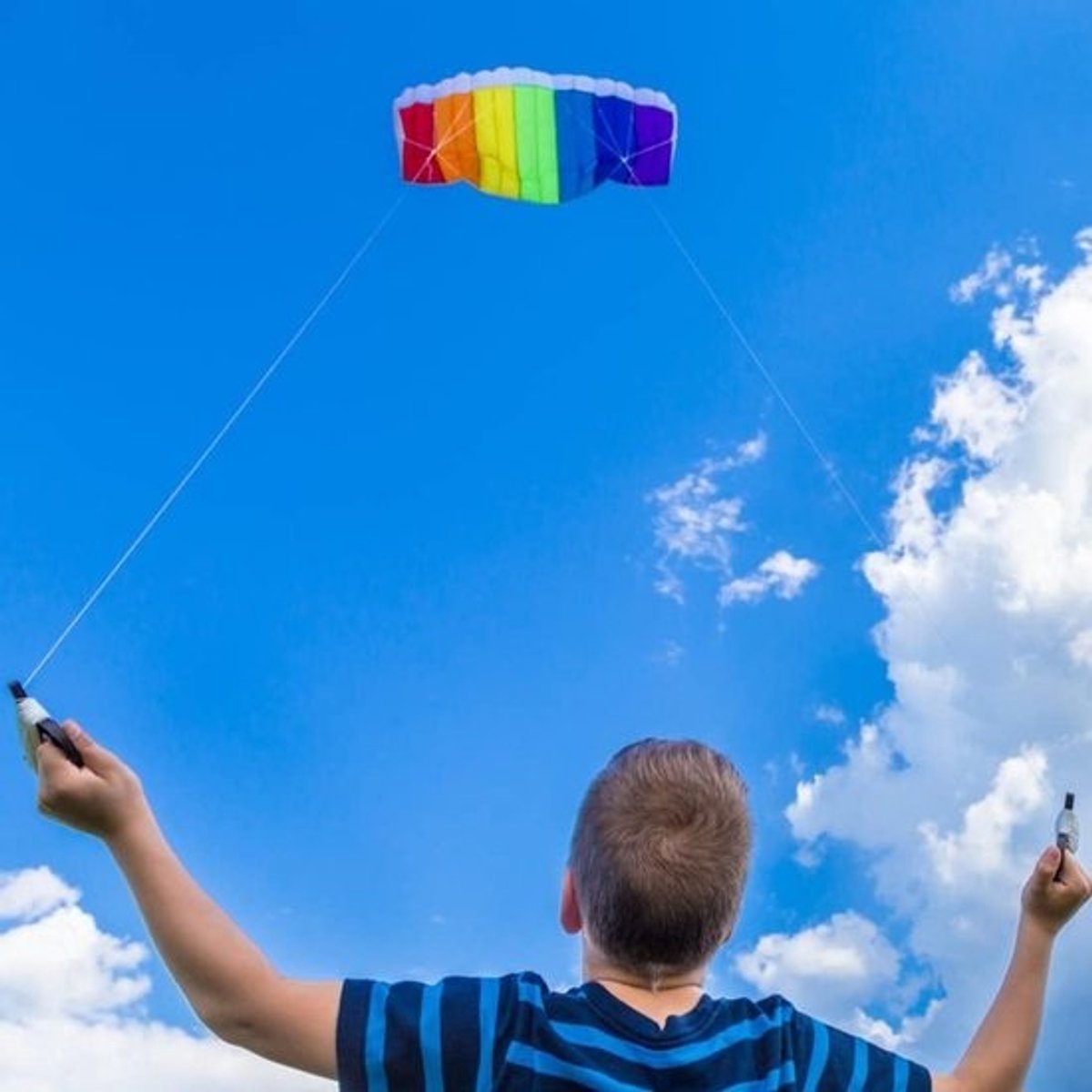 Vlieger - Regenboogvlieger voor kinderen en volwassenen - zachte stuntsport parafoil - 30M/100FT touw - buitenspeelgoed voor beginners - 1.4M