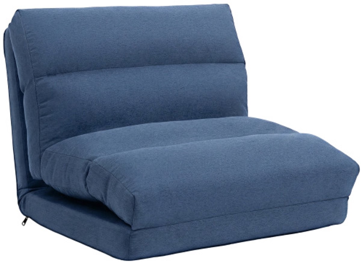 Opvouwbare slaapbank - Donkerblauwe vloerstoel - Verstelbare loungestoel - 5 standen rugleuning - Draagkracht 120 kg - Woonkamer - 70x72x56cm - Blauw