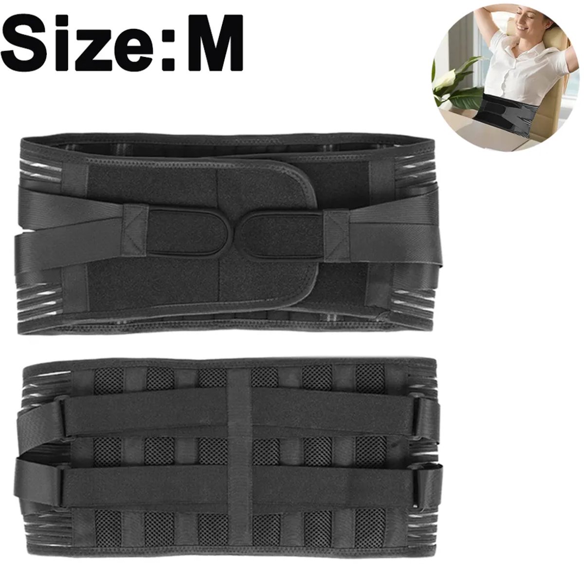 Unisex rugsteunband – een ademende lenden- en wervelkolomsteunband ter verlichting van rugpijn veroorzaakt door ischias, hernia en scoliose. Geschikt voor het tillen van zware Geschikt voorwerpen.