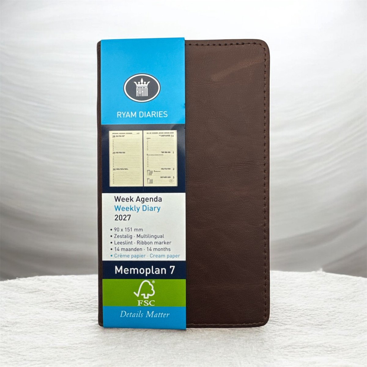 Ryam Zakagenda 2027 - Memoplan 7 LEDER - Creme Papier (9cmx15cm)