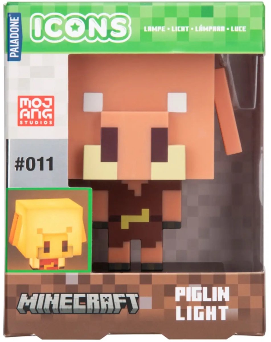 Minecraft Piglin Icon nachtlampje - 12 cm groot - Slaapkamer - Merchandise Videogame