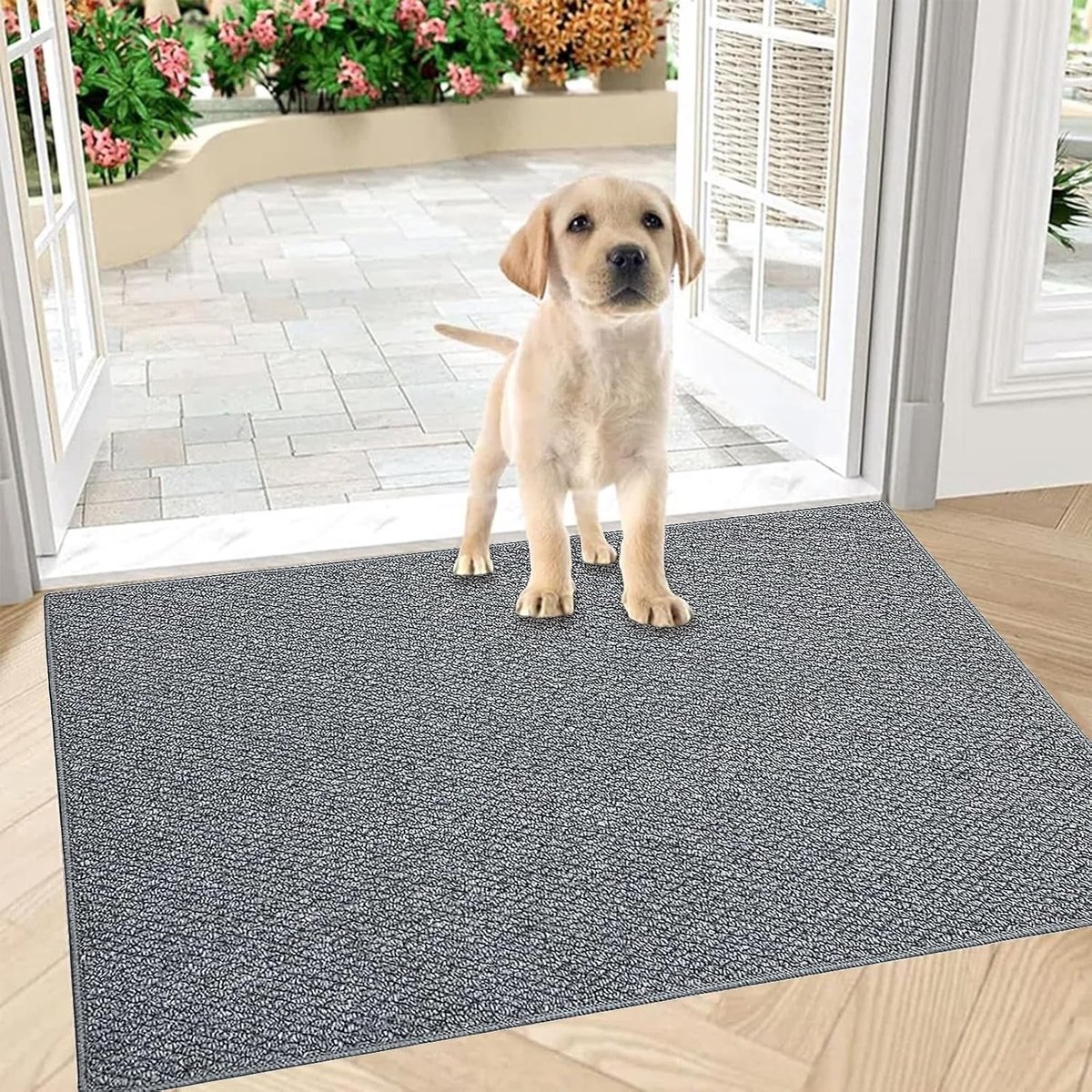 Deurmat buiten - Grijs - 80 x 100 cm - Absorberende Antislipmat van Polyester - Voor Binnen en Buitengebruik