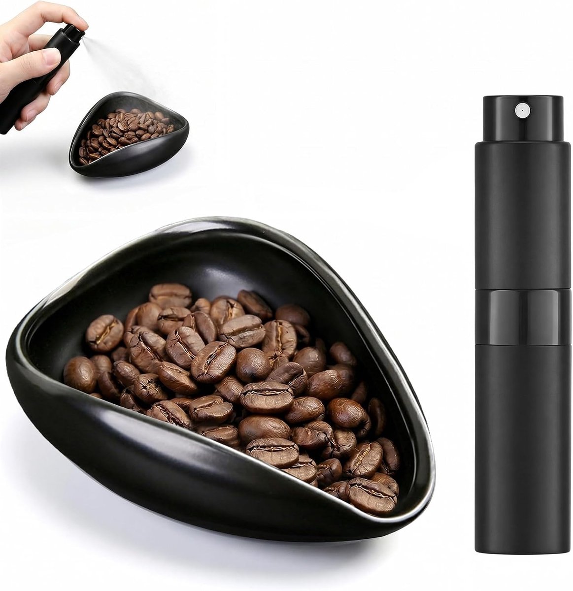 2 stuks koffiebonen doseerbekers set met koffiesproeifles, keramische koffiedoseerbeker, barista-accessoires voor thuis, café, espressobar, cadeau voor koffieliefhebbers