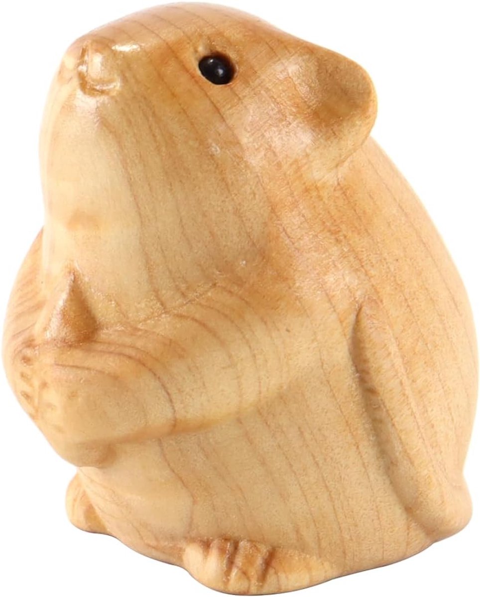 Houten kleine muis ornament mini retro beeldje handgesneden houten sculptuur woondecoratie rustieke dierendecoratie