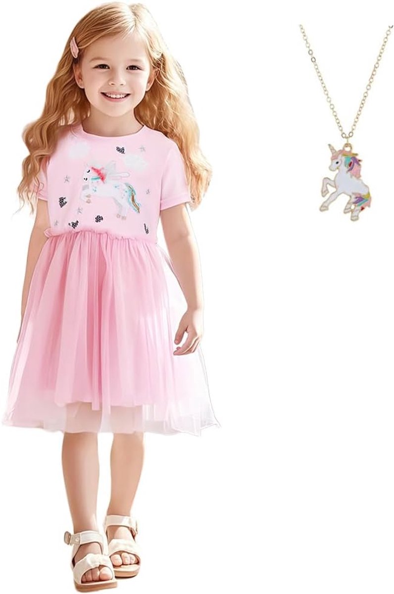 Zomerjurk - Vluchtige Tulle Prinses Jurk met Ronde Hals