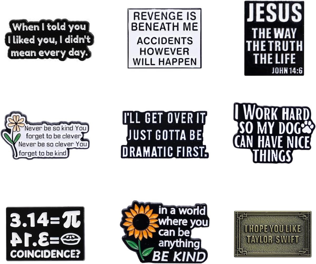 Broches met positieve letters emaille pinnen met citaten emaille met belettering pin badge reversspeld met motiverende set voor kleding, tassen, handwerk