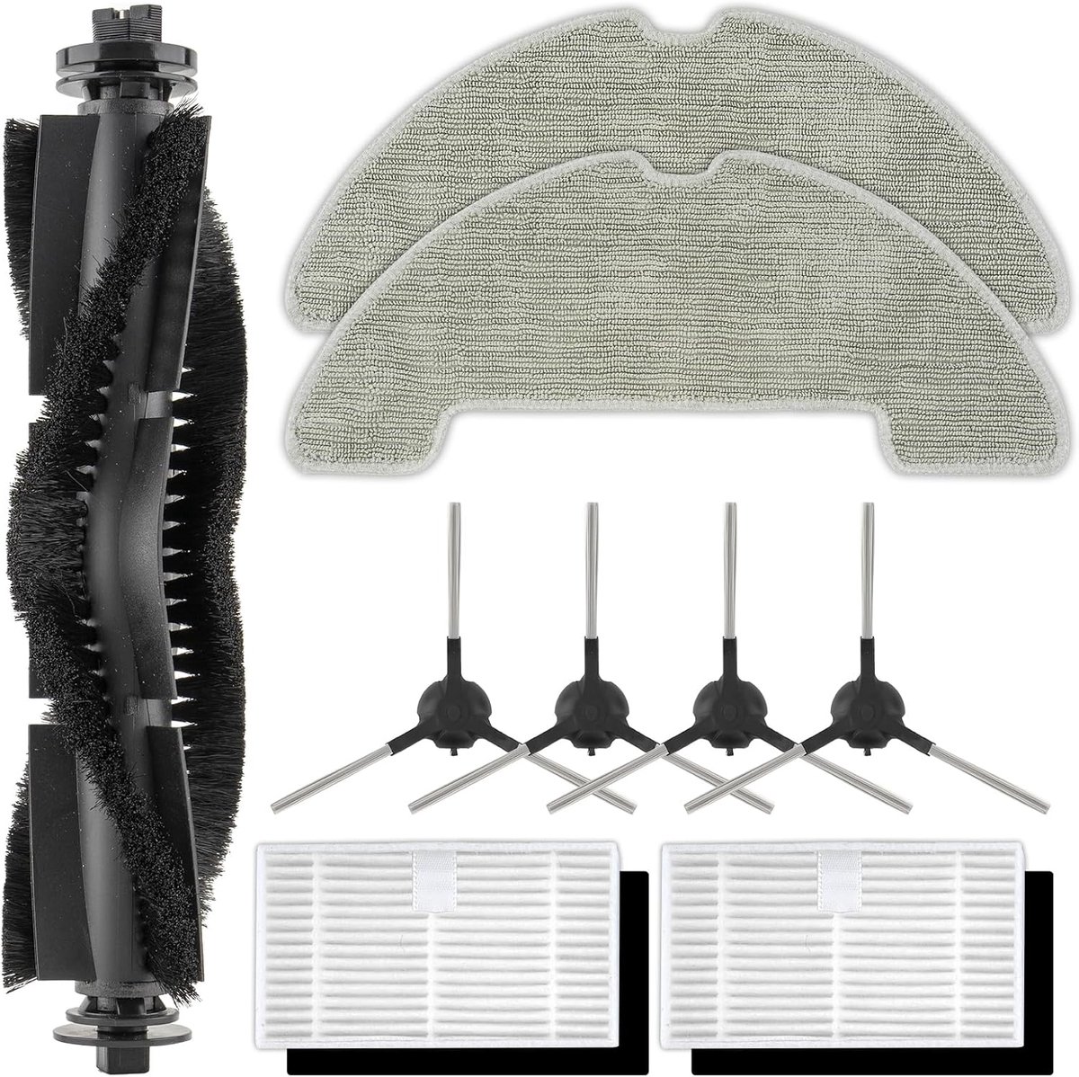 Reserveonderdelen compatibel met Vexilar W11/W9 robotstofzuiger, 1 rolborstel, 4 zijborstels, 2 HEPA-filters met schuimstoffilters, 2 dweilpads, W11/W9 accessoireset