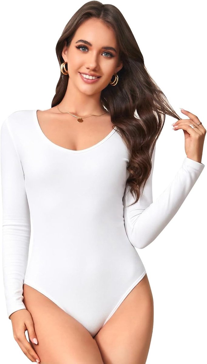 Body Dames Lange Mouwen V-hals Elegante Bodysuit Tops Sexy met Kliksluiting Geschikt voor Werk en Dagelijkse Vrijetijd