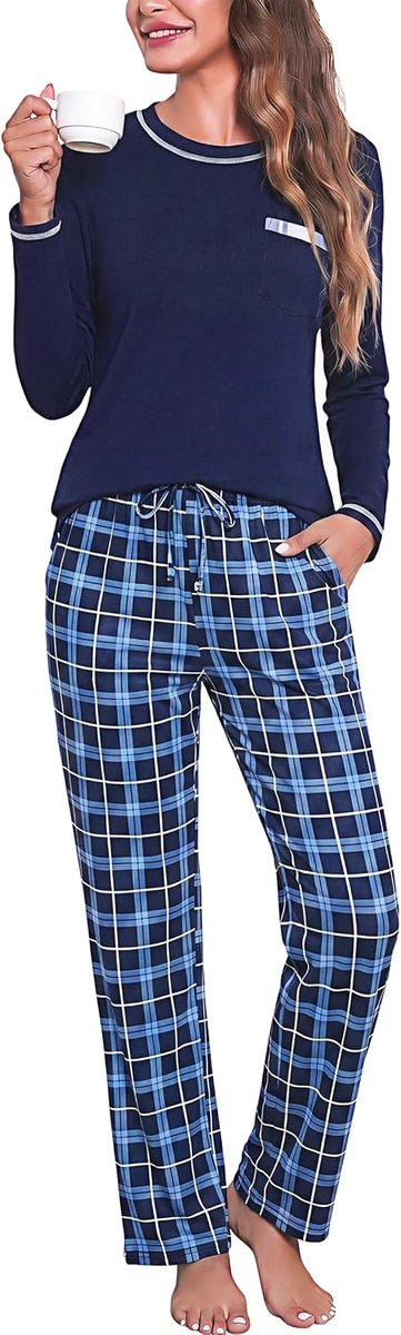 Katoen, lang, winter, tweedelig, pyjama's voor dames, winter, nachtkleding, casual pyjama, comfortabel