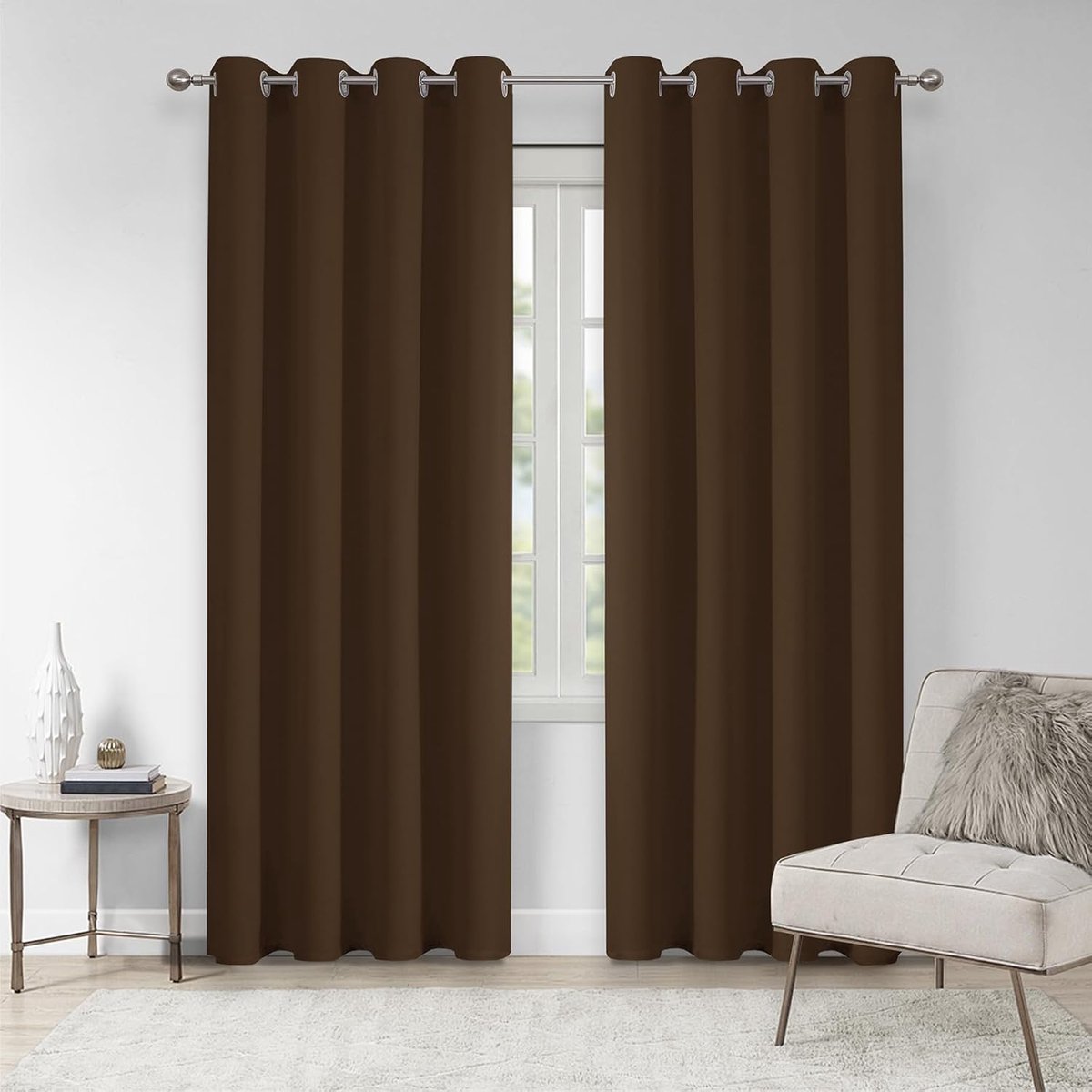 Gordijnen voor woonkamer, geluidsisolatie, ondoorzichtig, thermogordijn, hittebescherming tegen kou, gordijnen met ringen, ruimteverdeler, verduisteringsgordijnen voor slaapkamer, 229 x 140 cm