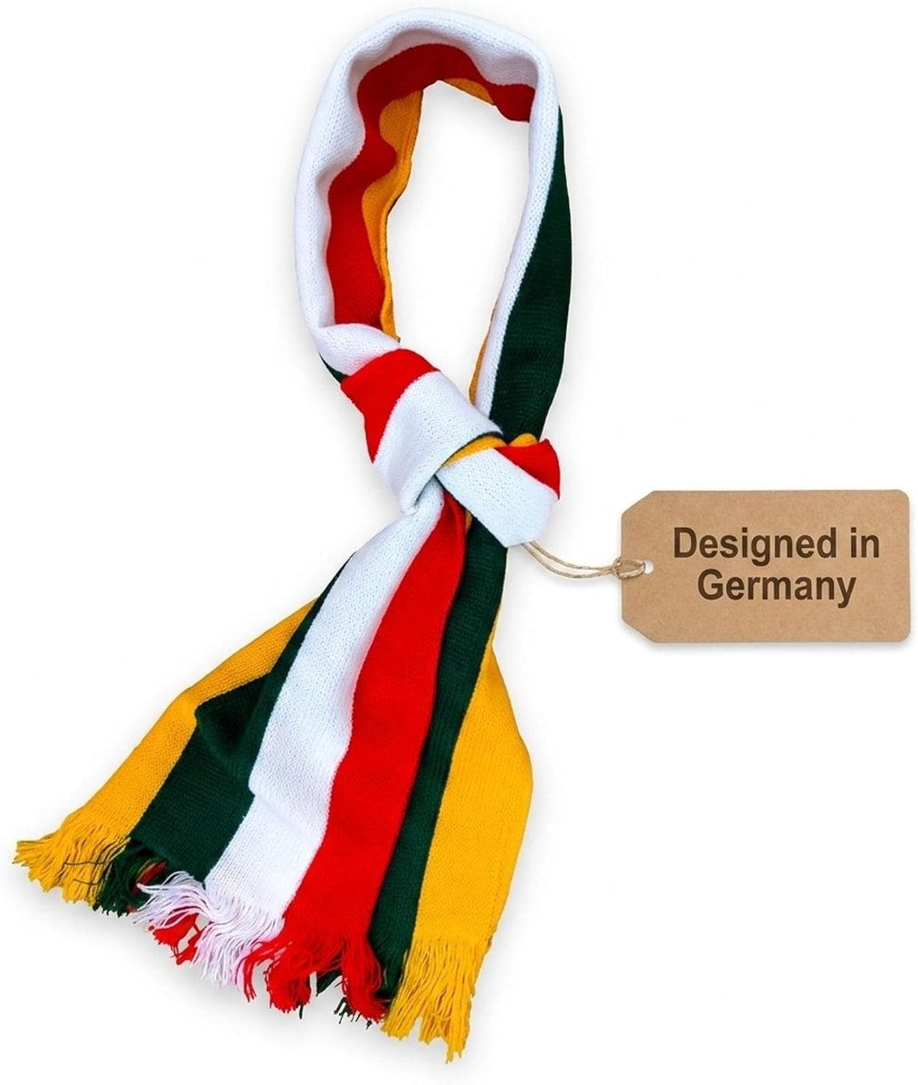 Keulen carnaval sjaal - klassiek - (gebreide sjaal), rood, wit, groen, geel, L