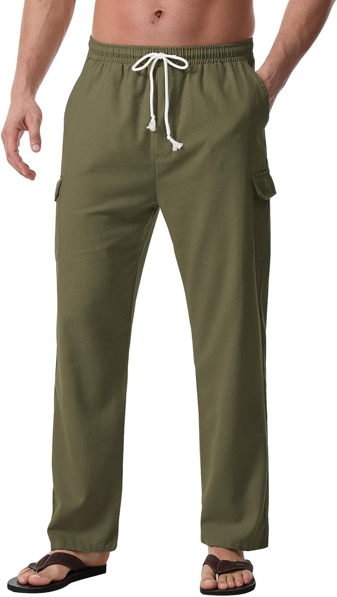 Broek voor heren, lichtgewicht yogabroek, elastische taille, rechte benen, casual broek