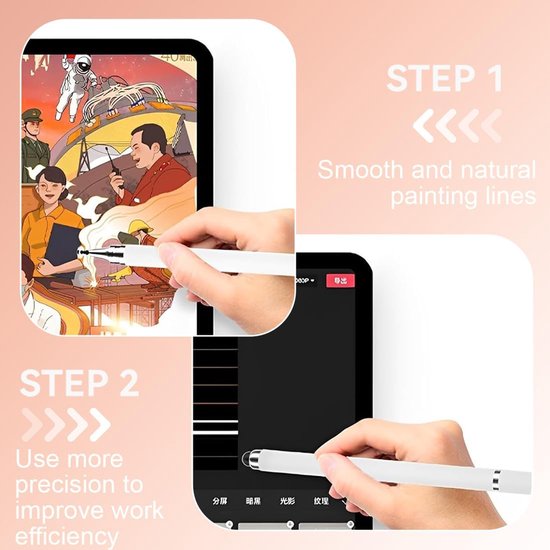 6 stuks tabletpennen voor alle tablets, 2-in-1 stylus pen touchscreen-pen, compatibel met alle mobiele telefoons/tablets — afbeelding 2