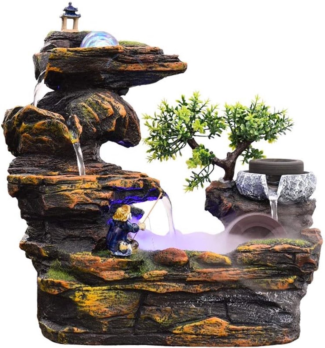 Fontein Rockery Water Fountain Decoratie Indoor Desktop Fountains Waterfall Feng Shui Wheel Woondecoratie Accessoires Lucky Gift Binnenfonteinen Huisdecoratie (Grootte : Large)