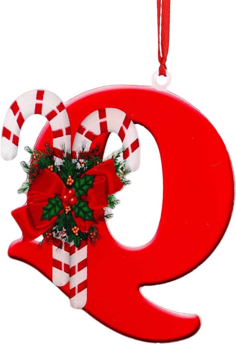 Kerstboomversiering, 26 Letter Gepersonaliseerde Kerstboomversiering Hangende Hanger voor Thuis Doe-Het-Zelf Decoratiebenodigdheden voor Feestjes (Q)
