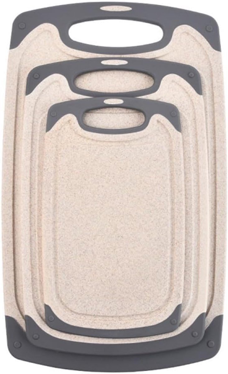 Snijplank, 3 stuks, snijplanken, 3-delige snijplankset, met antislip handgrepen, ideaal voor de bereiding van keukenvoedingsmiddelen,