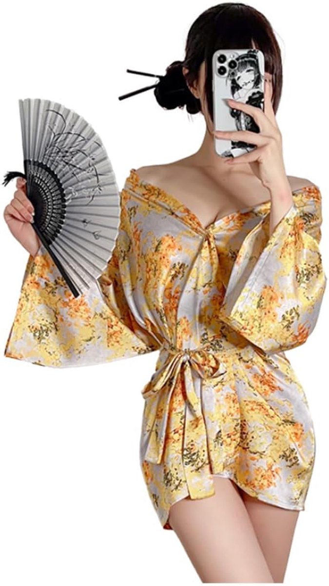 Japanse kimono pyjama print perspectief Halloween jurk lingerie voor dames