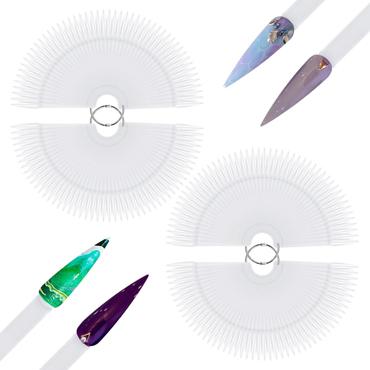 Tips presentatie, nagelpunten waaier nagel display tips stiletto nagel sticks transparant nagellak display kleurvelden met ring voor nagelstudio en praktijk DIY Nail Art