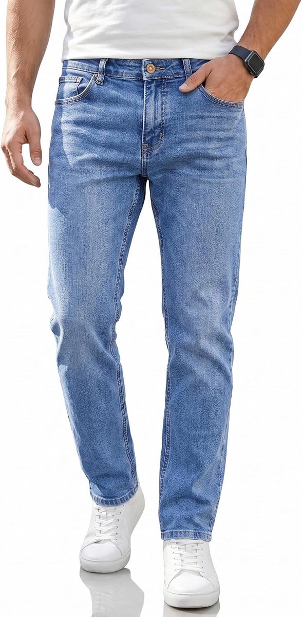 Jeans Stretch Regular Fit Denim Broek Mannen Katoen Straight Jeans Broek Comfortabele Business Vrijetijdsbroek