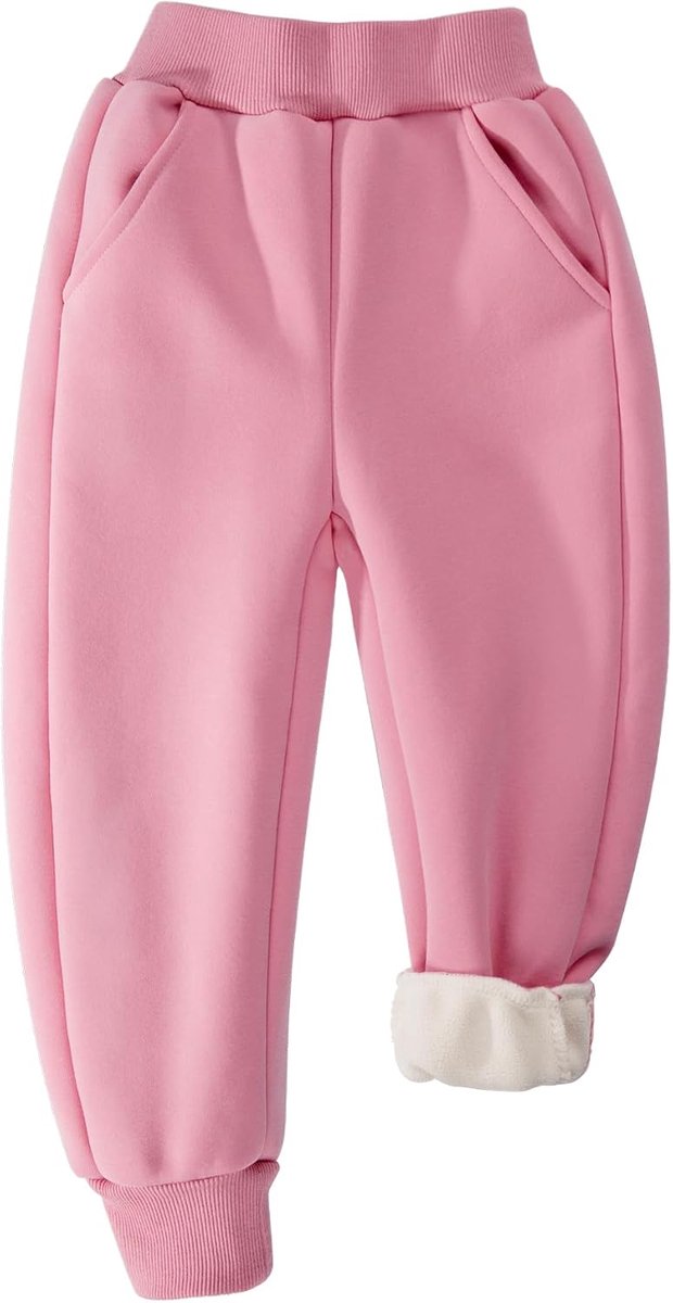 Fleece gevoerde joggingbroek voor jongens en meisjes, sportieve joggingbroek van zacht katoen voor jongeren, actieve basic broek voor kinderen met zakken