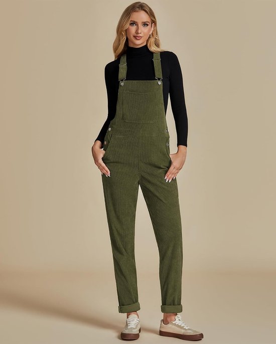 Dames tuinbroek corduroy baggy casual jumpsuit overall met bandjes — afbeelding 3