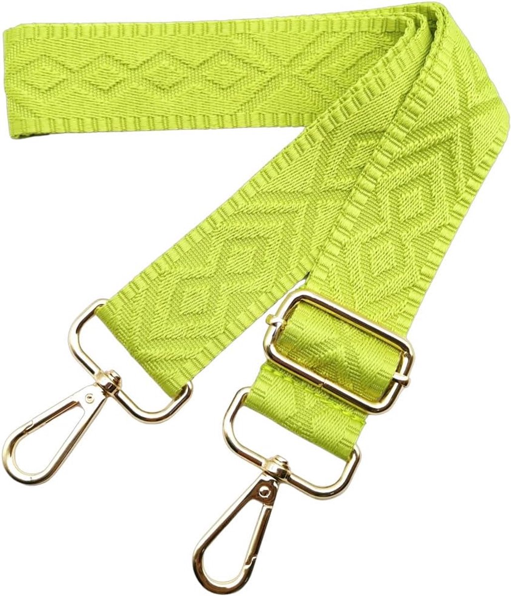 Schouderriem voor brede tas, schoudertas, 3,8 cm, verstelbaar, schoudertas, handtas, verwisselbaar, met gouden gesp, voor dames, doe-het-zelf, schouderriem, accessoires (geelgroen) 12