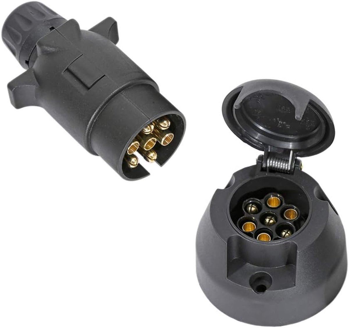 Aanhangwagenstekker 7-polig en stopcontact 7-polig, 12V waterdicht, voor aanhangwagenaccessoires (schroefuiteinde)