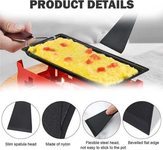 8 stuks raclette-spatel, raclette-spatel, racletteschraper, pannenspatel, crème, pizzaspatel, keuken, accessoires voor kaas, melter grill — afbeelding 2