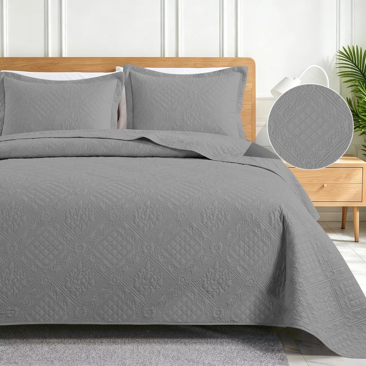 Gewatteerd Beddensprei, 210x250cm, Licht Beddensprei Lente-Zomer, Frisse Dekbedovertrek Voor Twee Personen Voor Bed En Bank, Wit