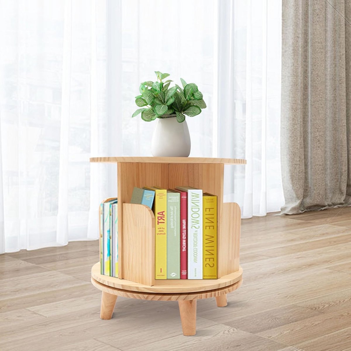 Boekenkast voor kinderen, 360 graden draaibaar, staande boekenkast, opbergrek, rond, boekenplank voor woonkamer, werkkamer, slaapkamer