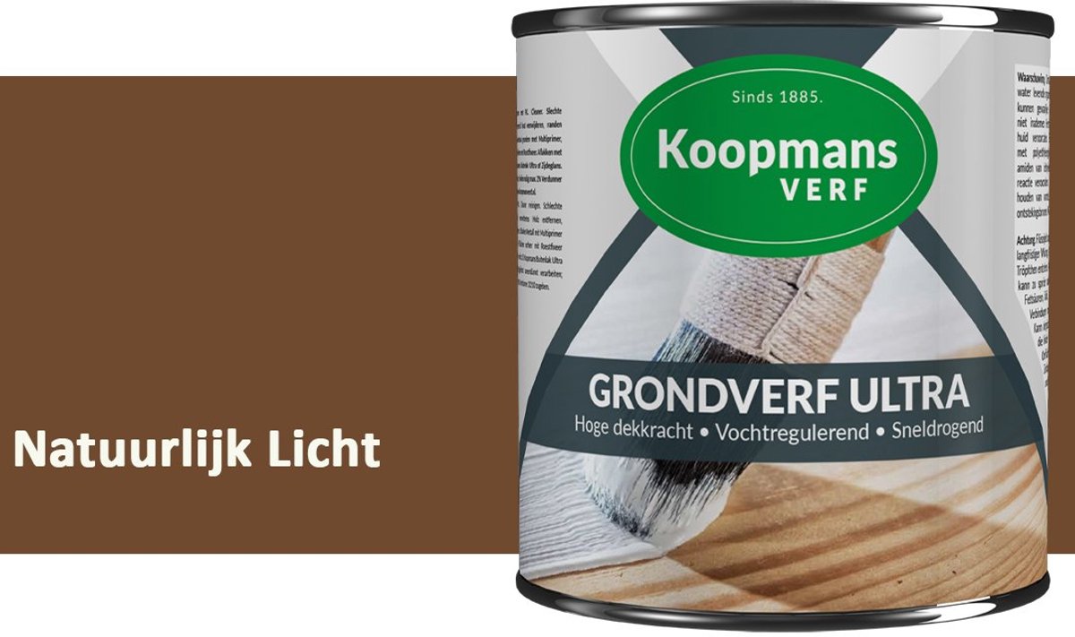 Koopmans Grondverf Ultra – Grondverf Hout & Metaal Binnen en Buiten – Vochtregulerende Primer – Hoge Dekking – Zijdeglans – Natuurlijk Licht – 750 ml