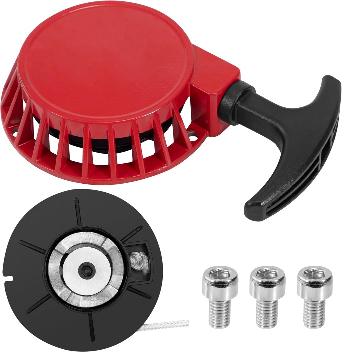 Seilstarter, terugloopstarter ATV Pull Starter Recoil aluminium voor 47 cc 49 cc mini dirt bike pocket bike motorfiets quad handvat motorfiets rood